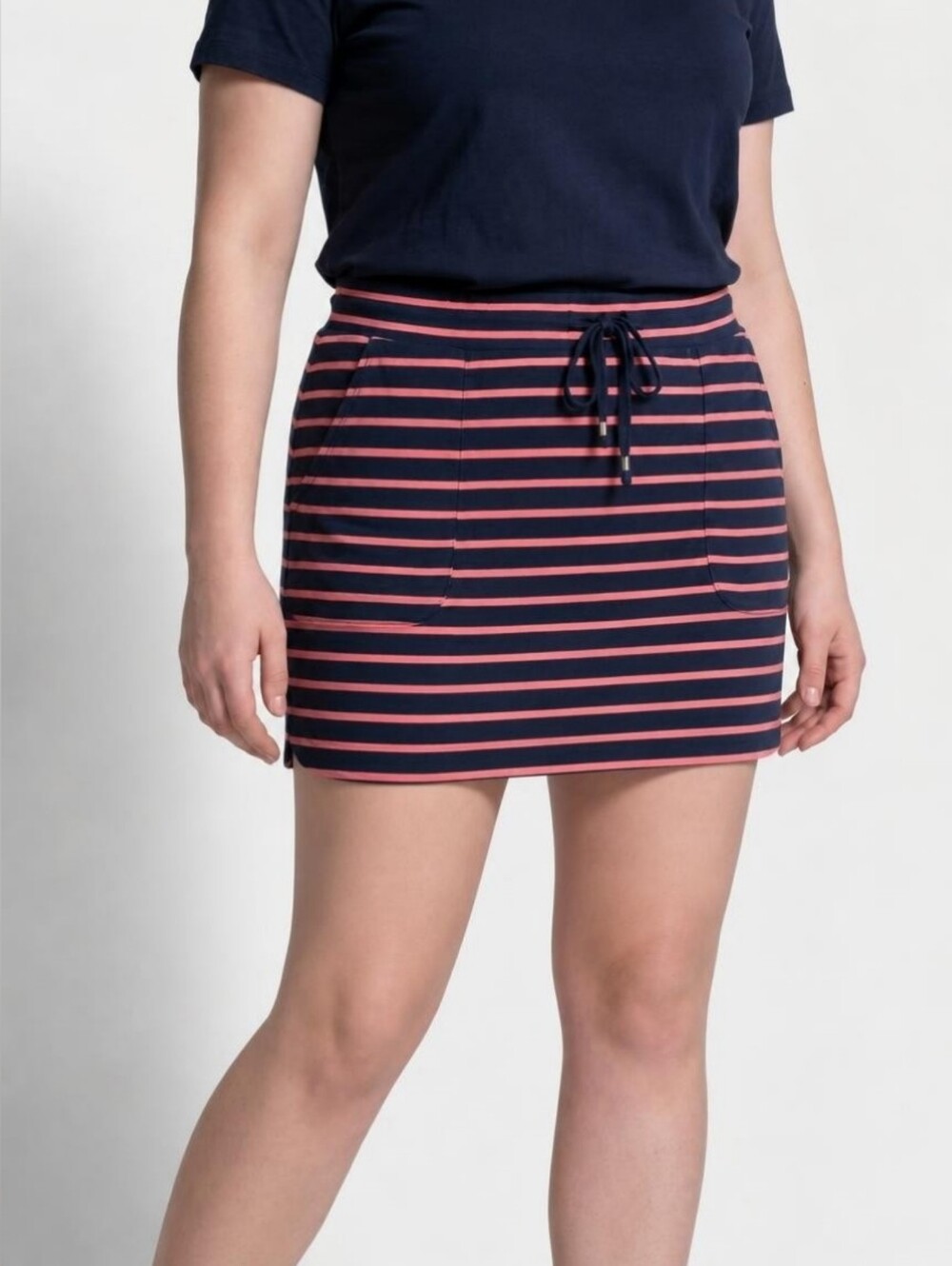 AKINI Navy & Pink Striped Skirt - Size LG